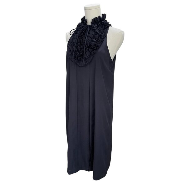 Zara Woman Black Ruffle Halter Shift Dress Size Small Elegant Minimalist Chic - Picture 5 of 9
